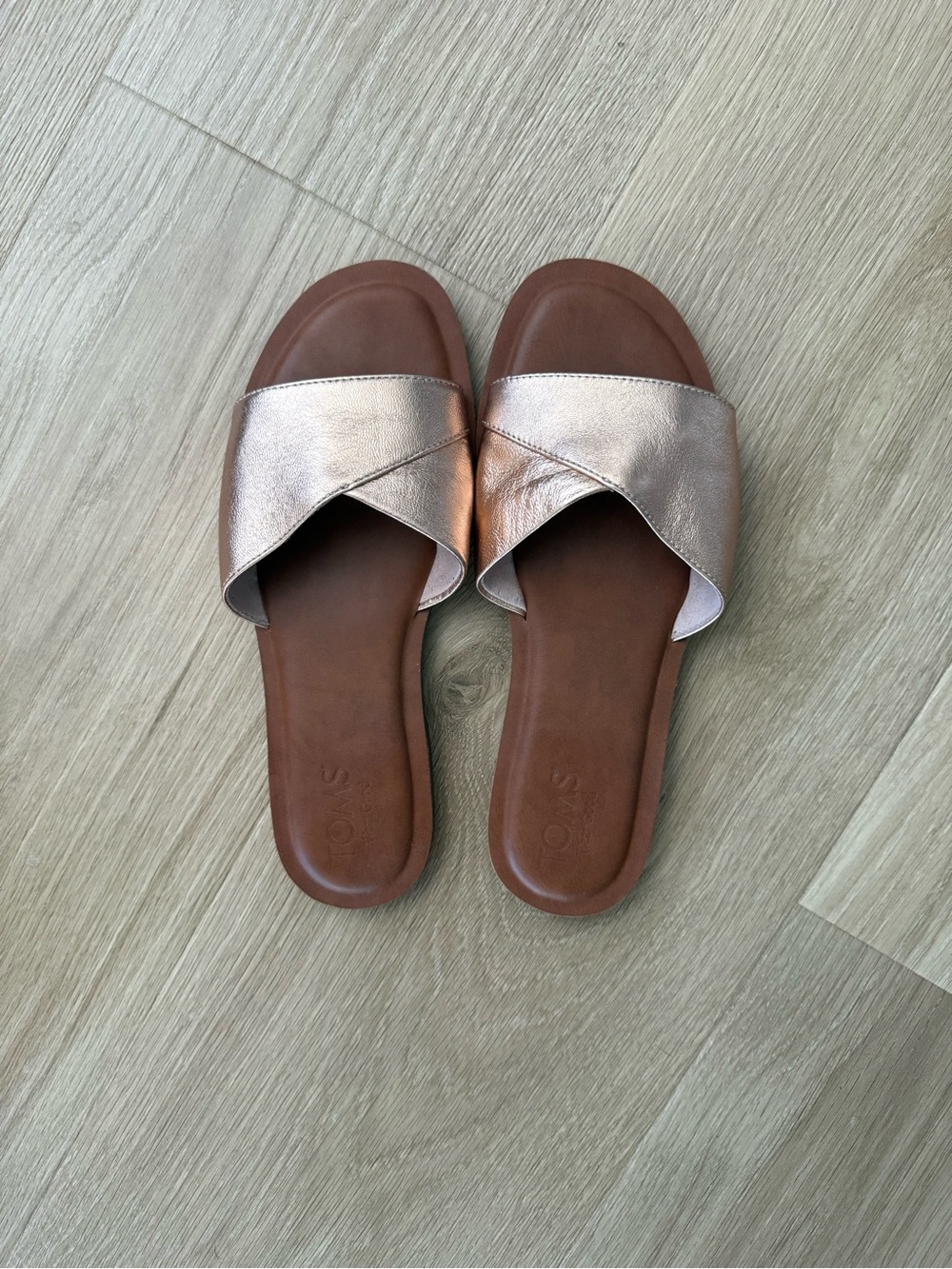 TOMS Metallic Copper Slide Sandals